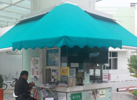 Canvas canopy awning installed on shop