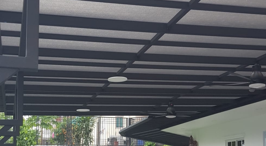 Polycarbonate roofing awning front view